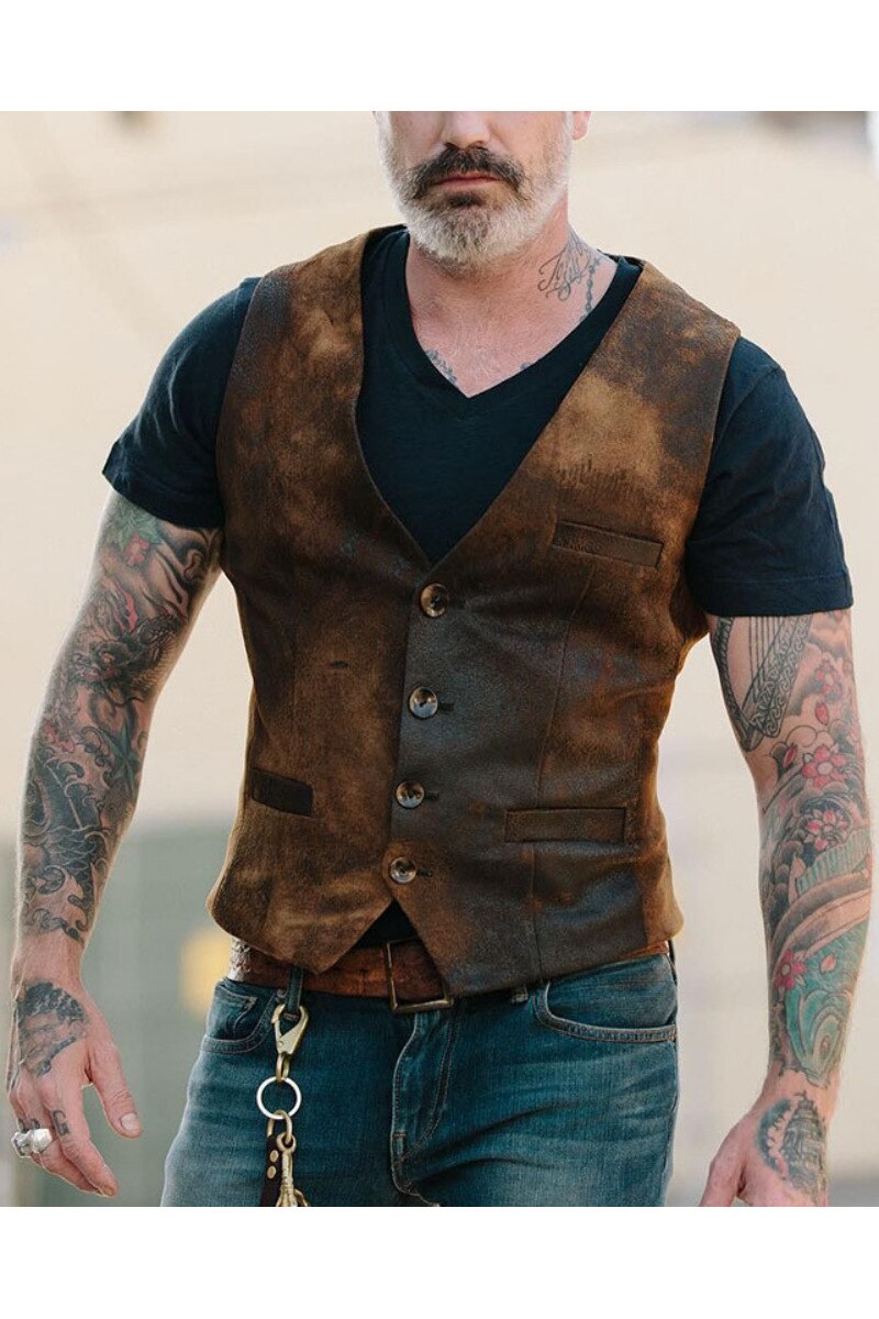 Herenvest in britse stijl met v-hals in europese maat