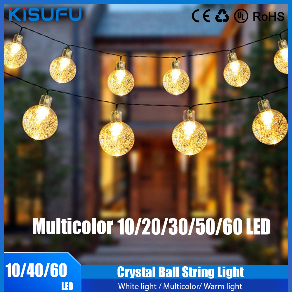 1,5 M 7 M 11 M Kristall Ball String Licht Flash Indoor Lampe 10/40/60 LED Lichterkette Batterie/USB Für Weihnachten Party Dekoration