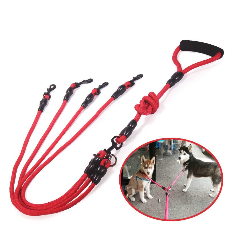 Nylon multi hundesnor aftagelig kæledyrsbly klatreskumhåndtag 1 snor til 2 or 3 or 4 hunde lille hund træktov dgsa 16