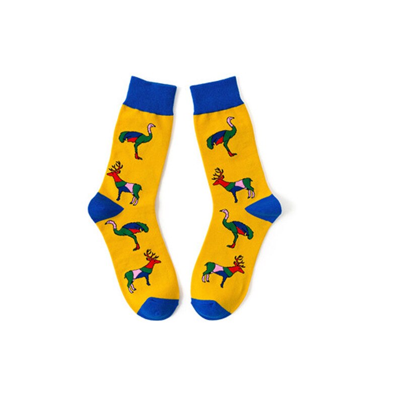 Heren dames unisex casual katoen print middenkousen sportsokken voor fietsen winter  #2 g 29: Oranje