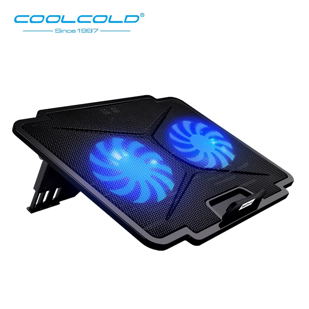 Coolcold 2 Usb Laptop Cooling Pad Vijf Verstelbare Hoeken Usb Cooler Fan Cooling Stand Met Led Licht Voor 12-15.6 ''Notebook