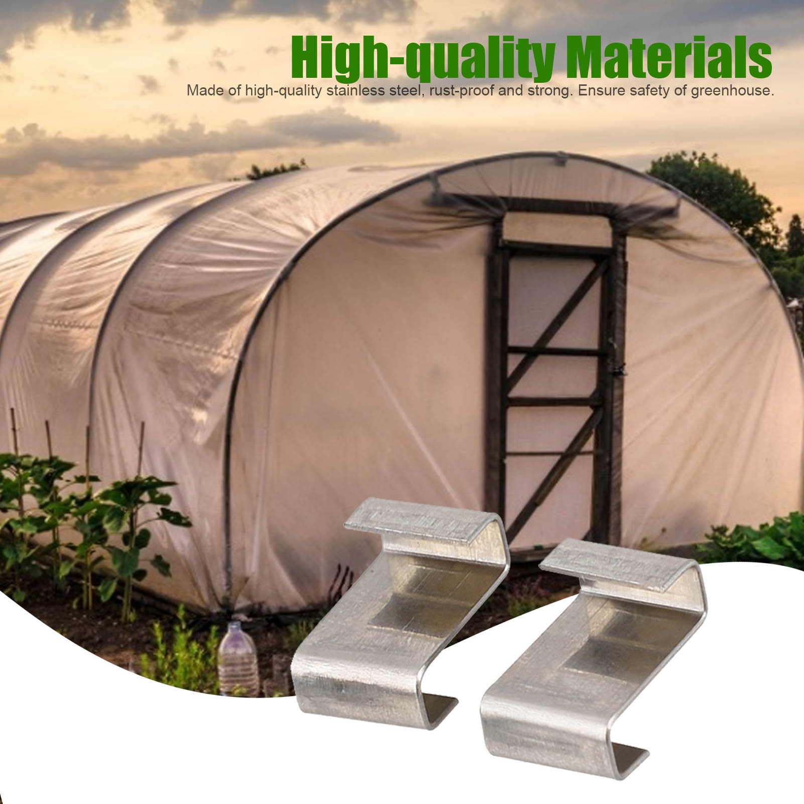 30PCS Glazing Wire Clips Stainless Steel Z Type Fixing Clips Greenhouse Glass Clamp Anti-rust Fixing Nail Prevent Severe Weather