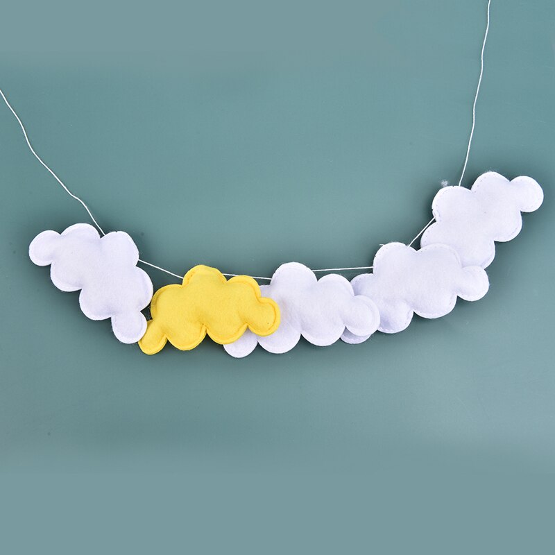 Guirnalda de nube de fieltro INS para colgar en la pared, adornos nórdicos para cama de bebé, decoración para habitación de niños, foto de decoración, utilería para: Yellow