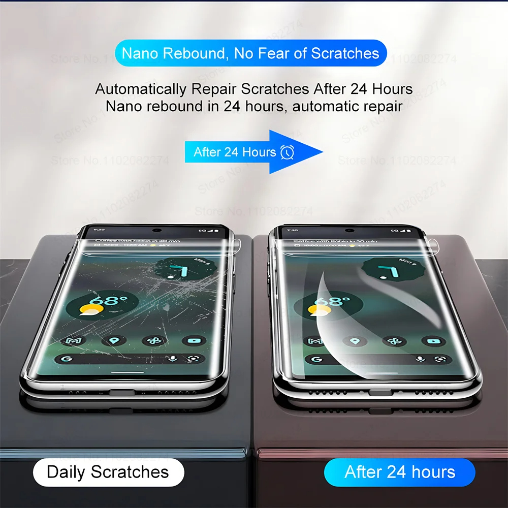 4pcs Front Back Hydrogel Soft Film For Google Pixel 8 6 7 Pro 7A 6A Full Cover Screen Protector Clear Sticker Films Accessories