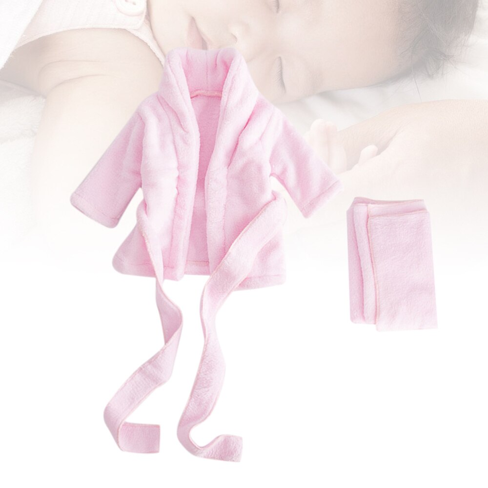 Nyfødt badekåbe ren bomuld fortykket babyfoto badedragt fotobeklædning (lyserød velegnet til 0-1 måneders baby)