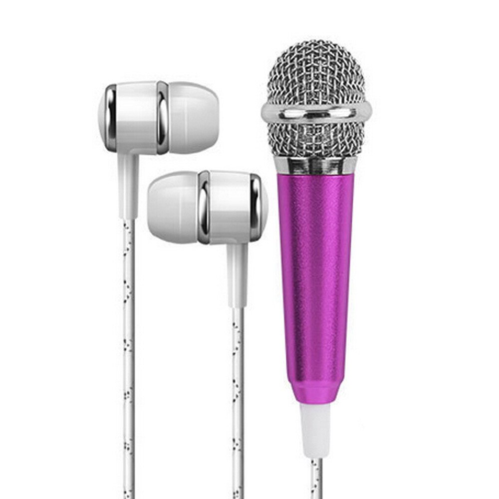 Mini Karaoke High Standard Condenser Microphone with Headphone Stretch Audio Cable and Micro Tube Integrated Microphone #10: Purple