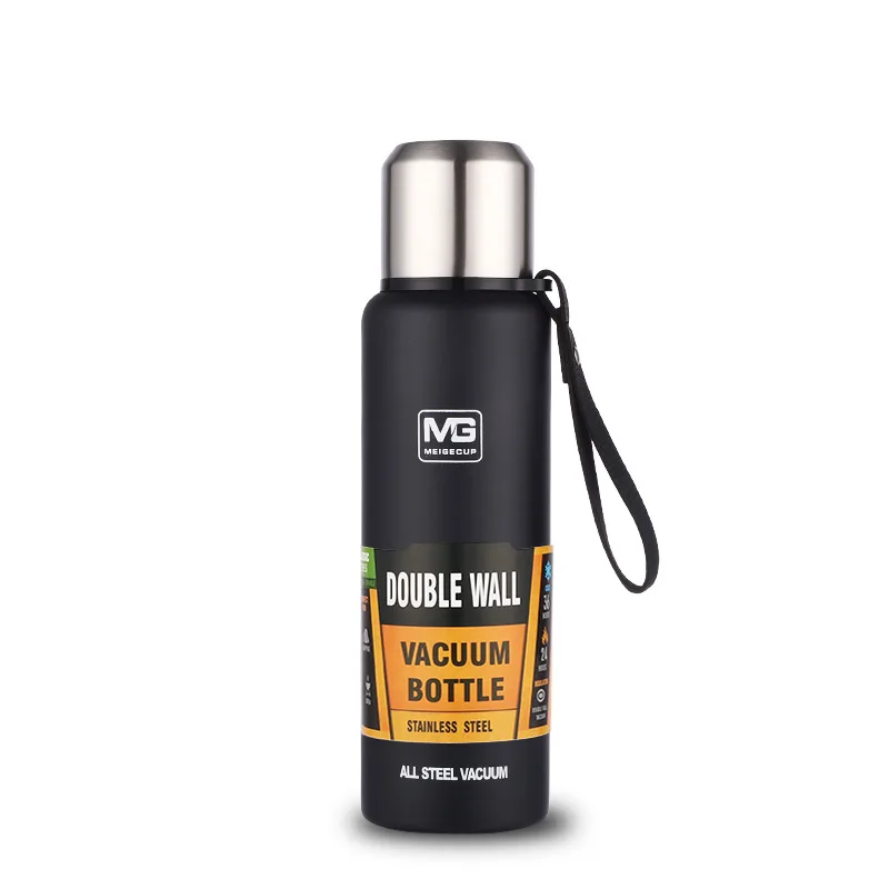 Bouteille Thermos en acier inoxydable 304, flacon sous vide de grande capacité, gobelet isolé avec corde pour boissons au thé, eau froide et chaude: Bleu / 501-600ml