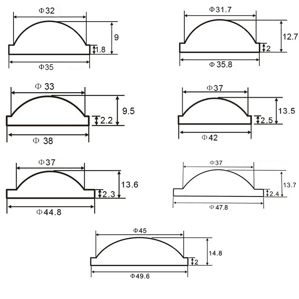 Lente de enfoque acrílico convexo PMMA Plano para linterna de bicicleta, foco de luz, 10, 15, 18, 20, 23, 25, 28, 29, 30, 32, 33, 35, 42mm