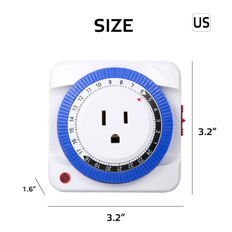 Timer Switch Socket Automatically Turn On Off Electrical Appliances 24 Hours Mechanical Plug-in Timing Socket Time Controller: US Plug