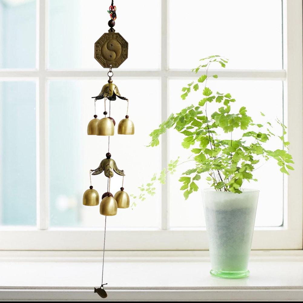 Wind Bell Copper Yard Garden Decor Gossip Fish Pattern Metal Bell Ring Windbell Home Temple Ornament Japanese Wind Chime