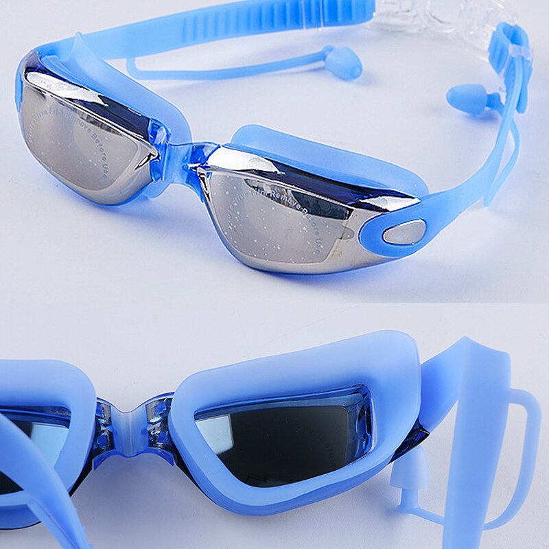 Mosodo Schwimmen Brille mit Ohrstöpsel Anti-Nebel Einstellbare Schwimmen Gläser Männer Frauen Erwachsene Silikon Brillen Optische Tauchen Gläser