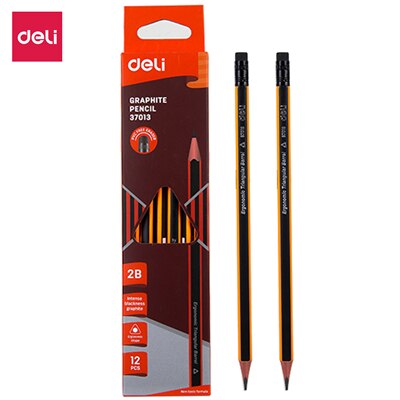 DELI – ensemble de crayons en Graphite pour enfants, 1 boîte (12 pièces) de stylos de bureau HB/2B pour dessin, E37013 E37014: E37013-2B