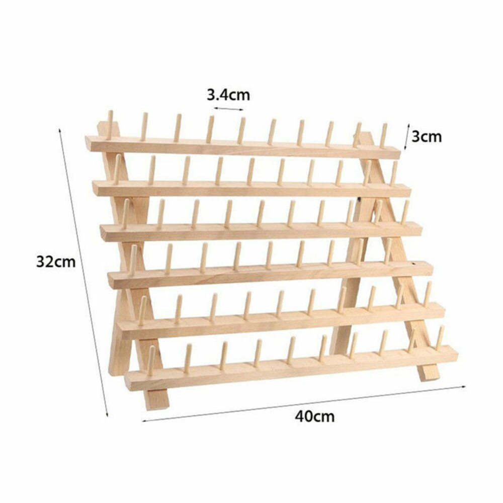 60 Spool Wood Sewing Thread Stand Organizer Craft Embroidery Storage Rack Holder
