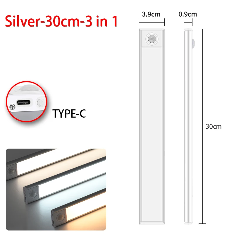 3-in-1 LED-verlichting onder kast Bewegingssensor Nachtlampje Ultradunne oplaadbare led-lamp Kast Keukenkast Binnenverlichting: Donkergroen