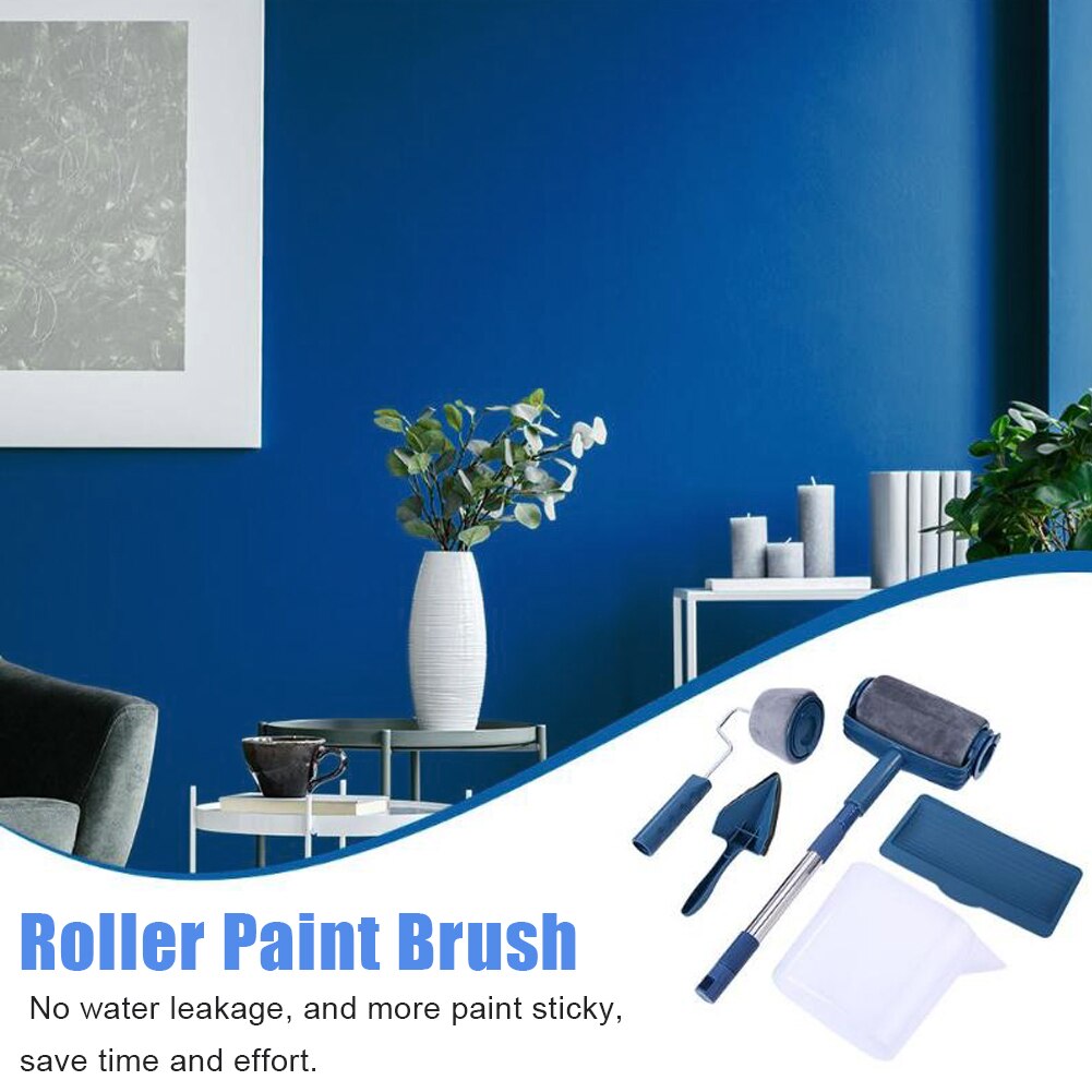 7pcs Multifunctional Paint Runner Pro Roller Brush Tool Set Paint Roller Set Room Wall Painting Brushes Set Home Repack Tool