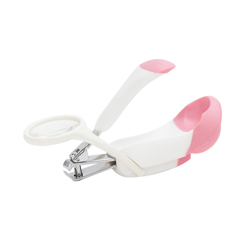 Baby Nail Clipper With Magnifying Glass Pocket Finger Toe Nail Clipper Cutter Trimmer Pedicure Scissors Infant Babies Nail Care: Pink