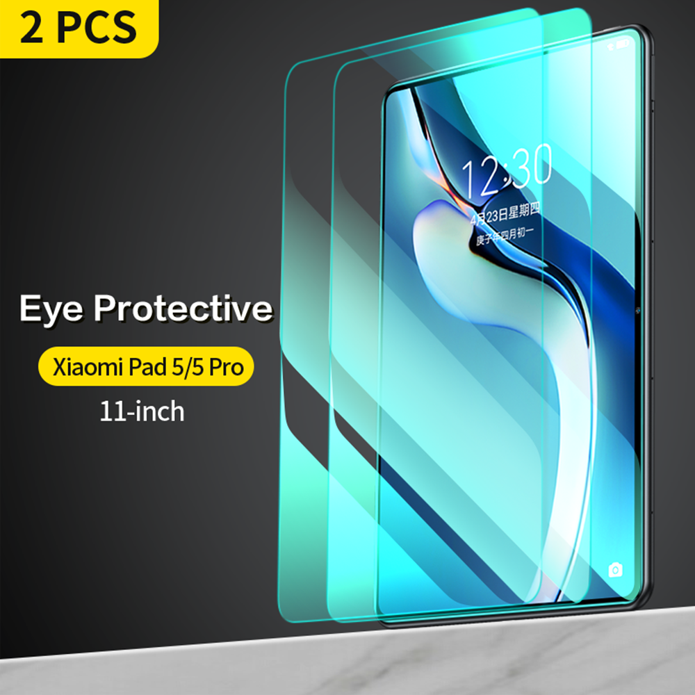 SmartDevil Tempered Glass for Xiaomi Mi Pad 5 5 Pro 11 inch Tablet Glass 9H Screen Protector HD Anti Blue Light Protective Film: Green 2PCS