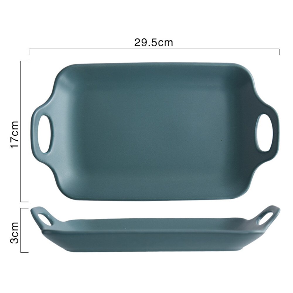 Ins Nordic Ceramic Storage Tray with Handle European Chic Rectangle Dessert Fruit Salad Food Kitchen Storage Plate Table Decor