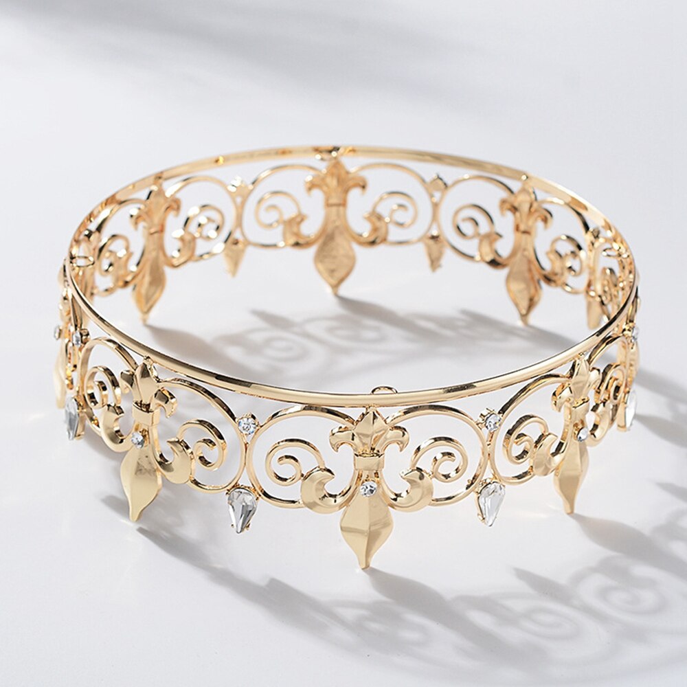 Corona Reale In Metallo Con Strass - Per Cosplay, Matrimoni E Feste, Diametro 17cm, Accessorio Uomo Elegante - Foto 6