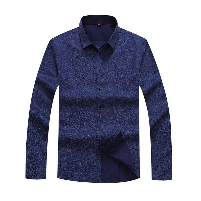 8xl 7xl 6xl 5xlspring Men Casual Shirts Long Sleeve Brand Printed Button-up Formal Business Polka Dot Floral Men Dress Shirt