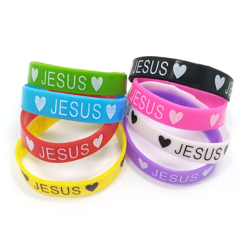 50 stück „Liebe Jesus“-armbänder aus umweltfreundlichem silikon, schmuck, farbmix (zufällige auswahl): 01
