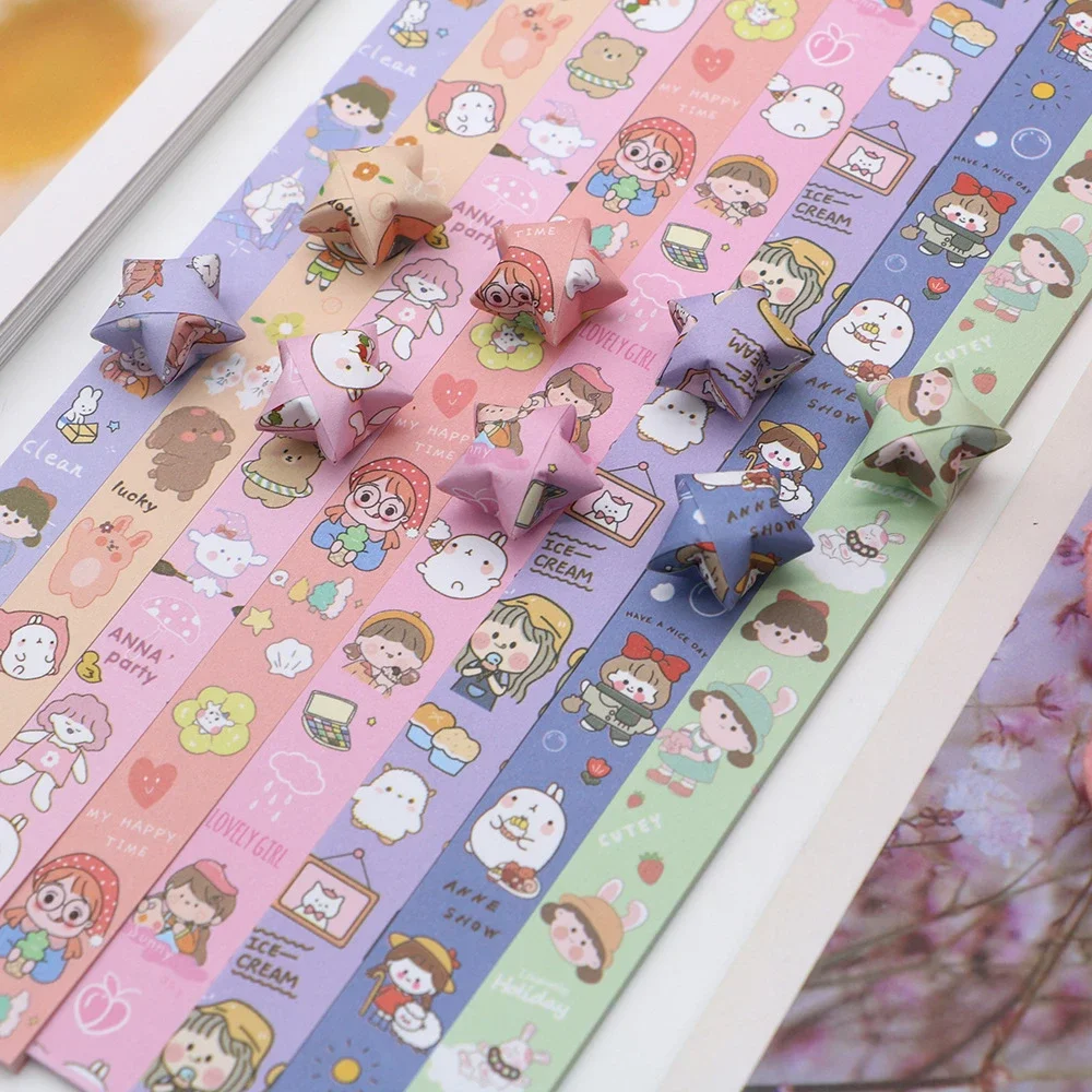 Folding Stars Paper Origami Stars Paper Strips Lucky Colorful Star Decor Folding Paper Origami for Hand Arts Make Home Decor: army green