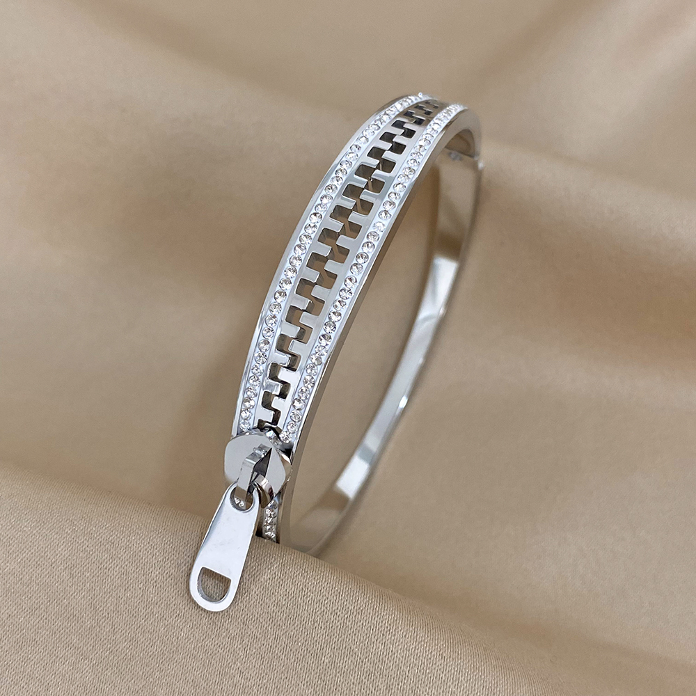 Pulsera con cremallera Original, brazalete con dije, pulseras de mano con cremallera de acero inoxidable, joyería de lujo chapada en oro para mujer de