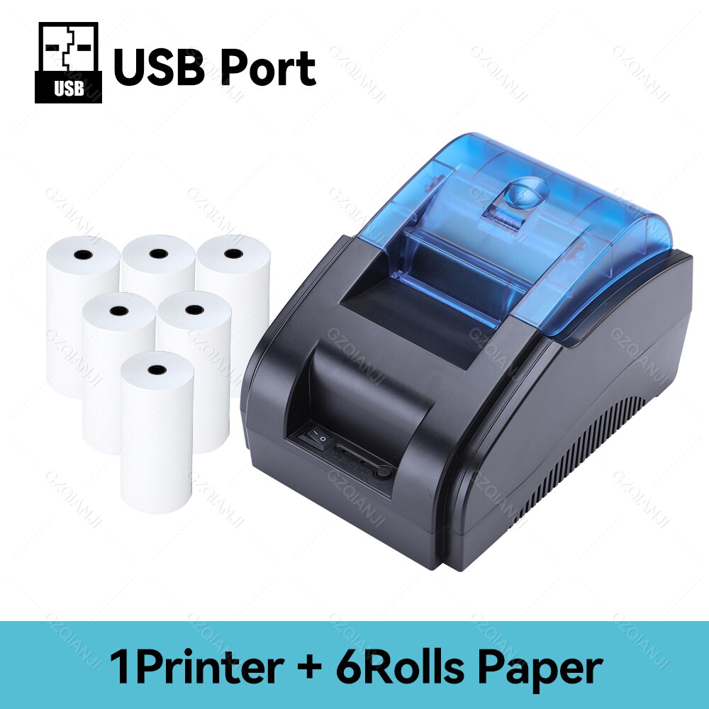 Mini Desktop Pos Bill Receipt Thermal Printer 58mm Bluetooth Impressora Express Barcode принтер Impresora Maker ink free: BL USB 6Rolls / EU plug