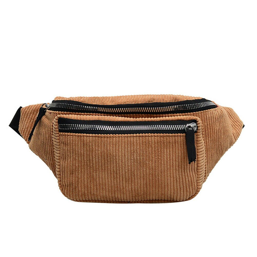 Classic fanny pack corduroy women's waist bag outdoor leisure pochete chest bag heuptas: Bruin