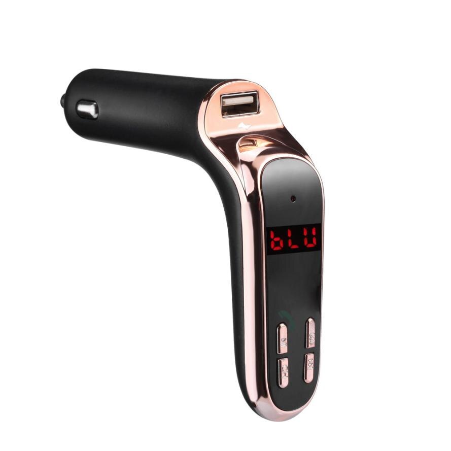 Autolader 5v/2.5a bluetooth autokit handsfree fm-zender radio  mp3 speler usb lader aux voor iphone 7 voor samsung  s8: Goud