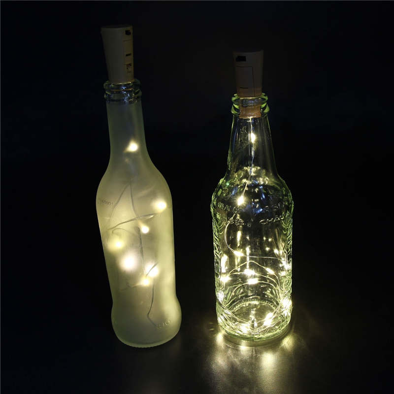 Warm Solar Wijn Fles Kurk Vormige String Licht 8 Led Fairy String Base Lamp Licht Slingers Bal Wit Outdoor Bruiloft 19feb15