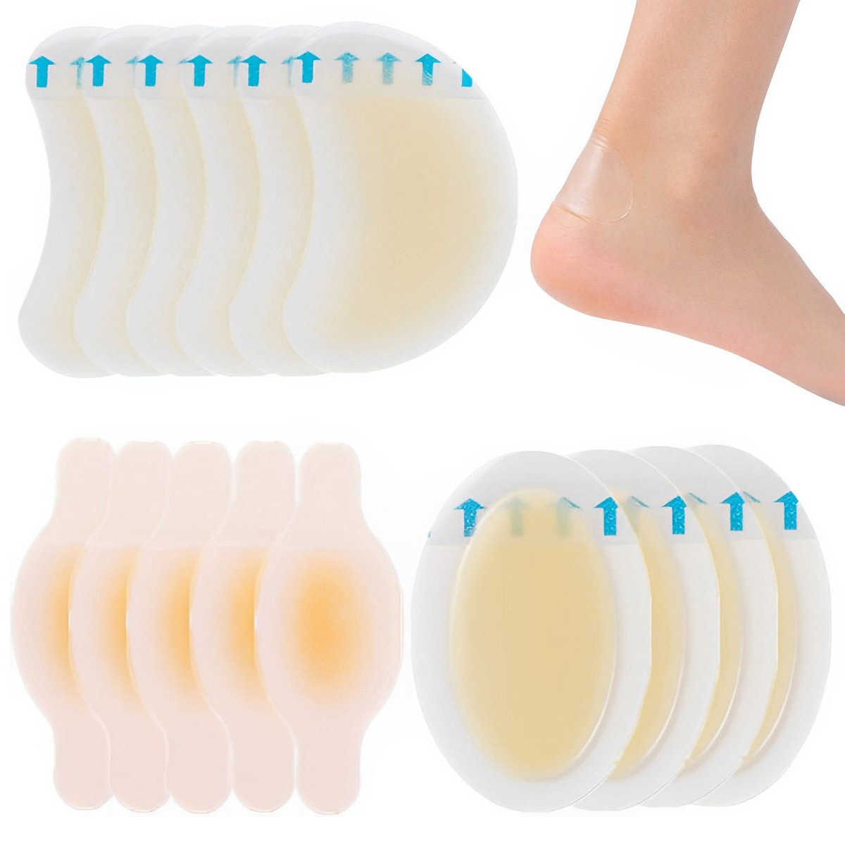 15 Stück Blase pflaster unsichtbare hydro kolloid Gel Blase Bandagen Blase Kissen Pad für Fersen fuß Zehen und Schutz haut: WEISS