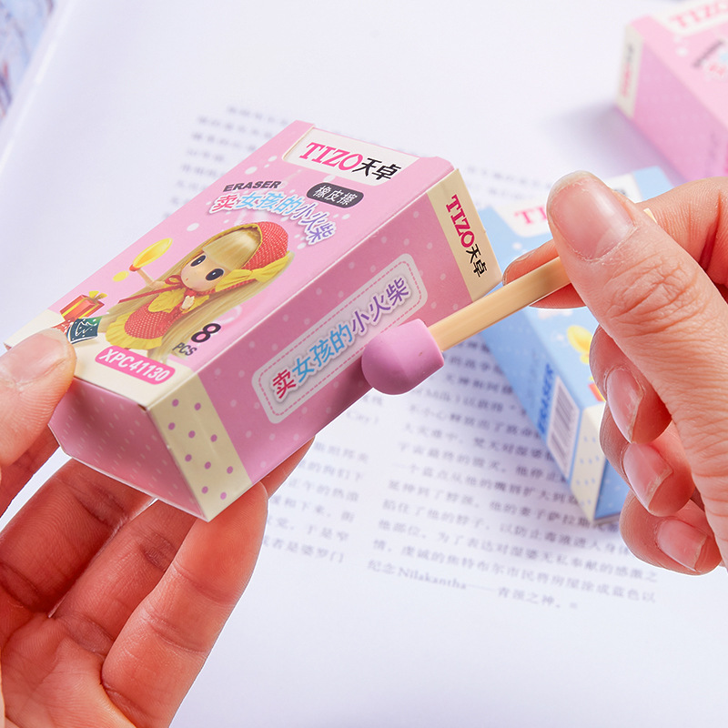 8 unids/caja Kawaii lindo coincide con goma de borrar encantadora de goma para niños estudiantes niños elemento papelería