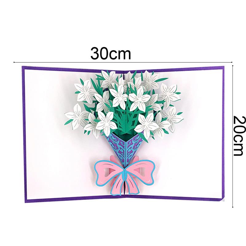 Pop Up Card 3D Greetings Card Handmade Bouquet Birthday Anniversaries Flower Thank You Card for Wife Moms: Gardenia