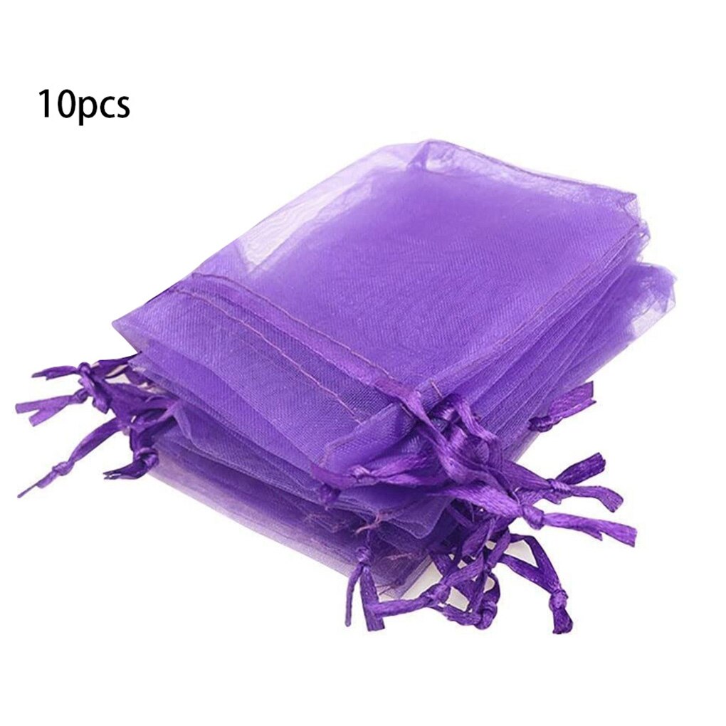 10Pcs Sieraden Bag Wedding Koord Organza Sieraden Bag Display Verpakking Sieraden Zakjes Effen Kleur