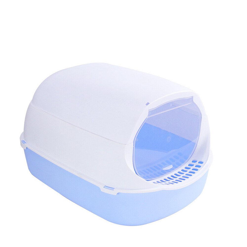 Cat Litter Box Pet Kitten Plastic Clean Basin Bedpan Indoor Puppy Kitten Anti Splash Toilet Pet Deodorant Fully closed Sandbox: Style A-purple