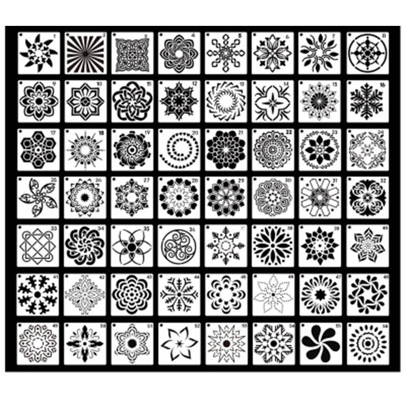 56 Pack Mandala Dot Painting Templates Stencils Perfect for DIY Rock Painting Art Projects 3.6X3.6 Inch 9X9 cm