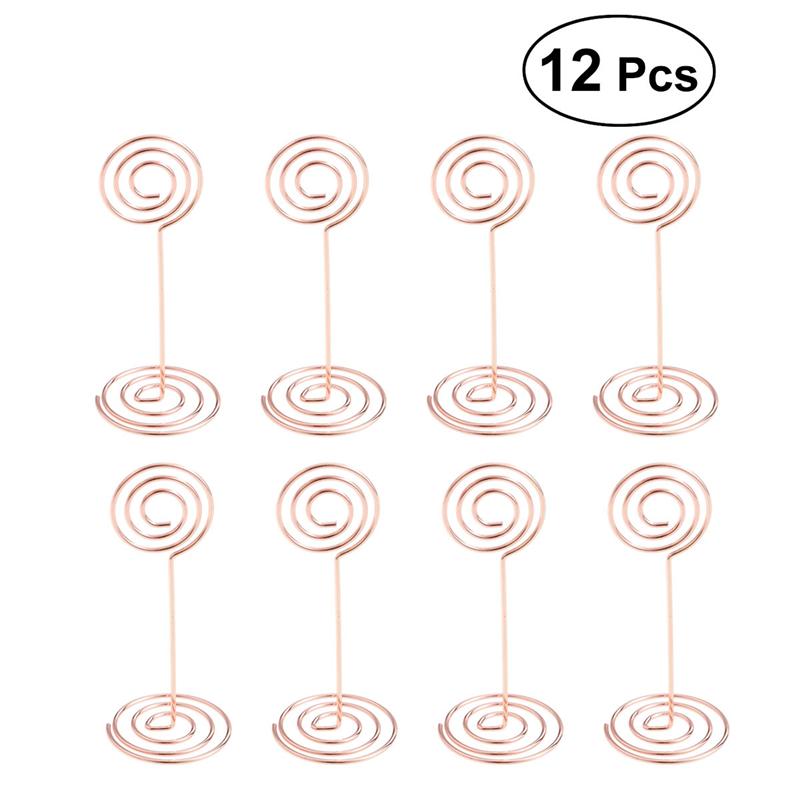 12Pcs Foto Clip Houder Stands Tafel Nummer Kaarthouders Plaats Kaart Papier Menu Clips Voor Bruiloft Tafel Decoratie: Rose Gold