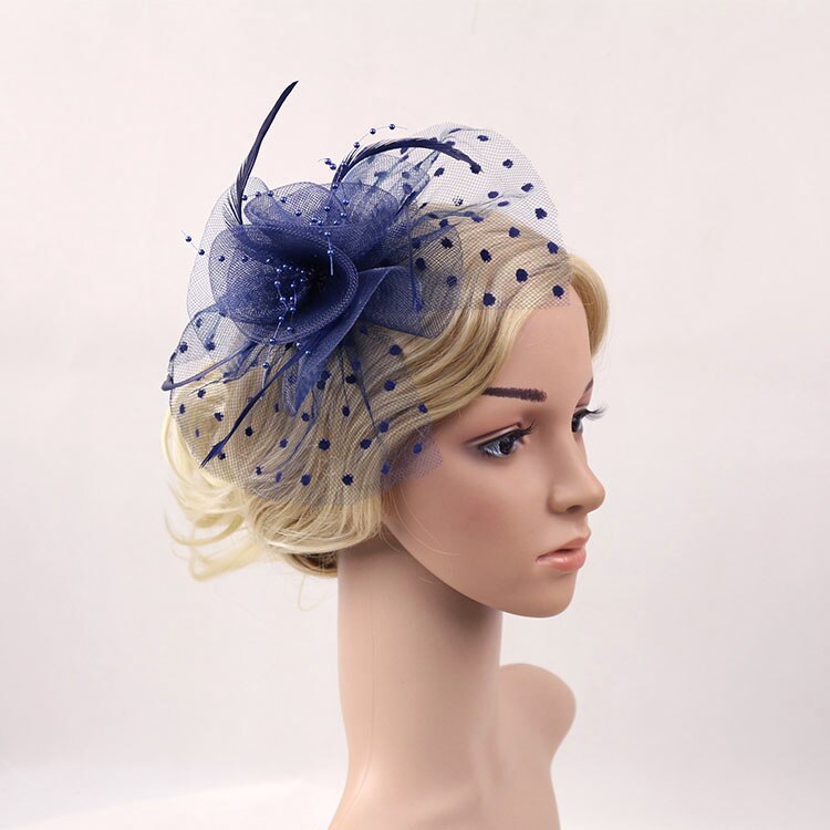 Chapéu de penas Mulheres Net fios Linda Flor Nupcial Penas Fascinator Headband 2207