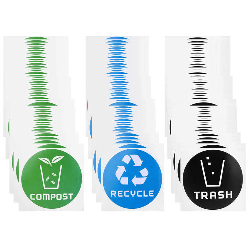 60 Teile/satz Müll Aufkleber Müll Etikett Runde recyceln Müll Kompost Aufkleber Aufkleber für Müll Dosen Müll Container Recycling Mülleimer