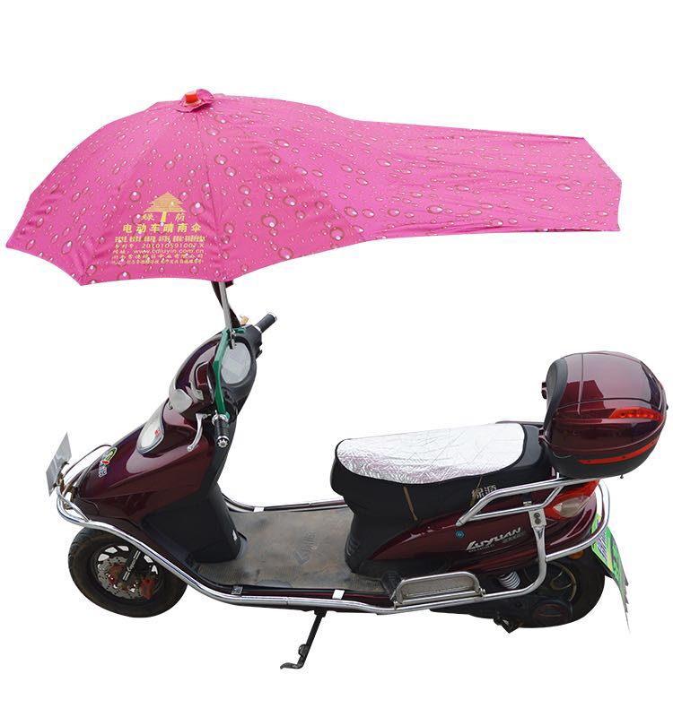 Sombrilla para motocicleta eléctrica al aire libre, paraguas de lluvia, parabrisas transparente: Rosa