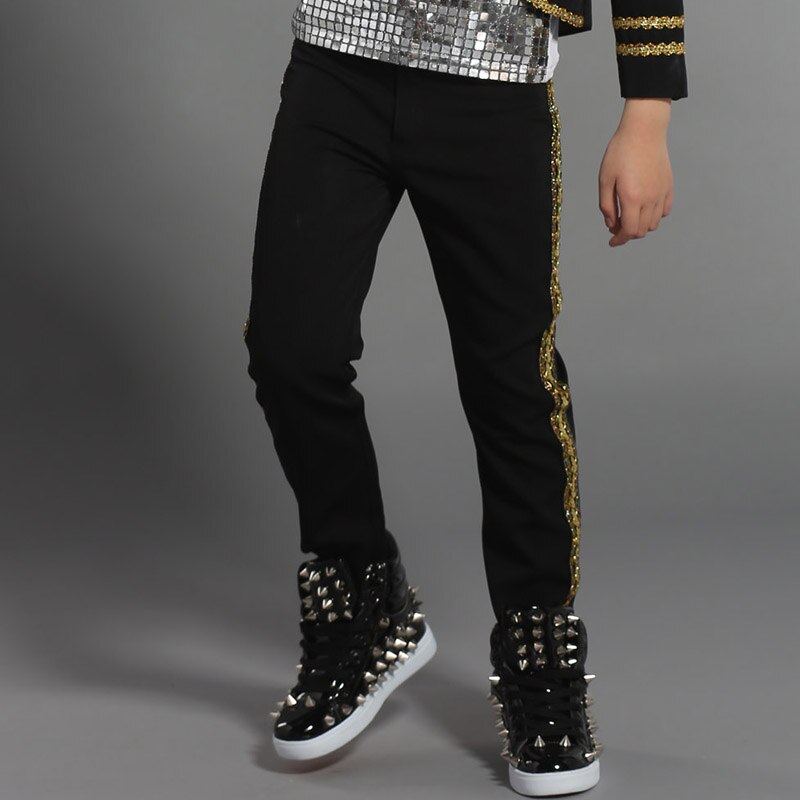 Hip hop dans kostymer svarta byxor pojkar hiphop kläder barn byxor barn modern jazz scen dans performance wear  dn2972