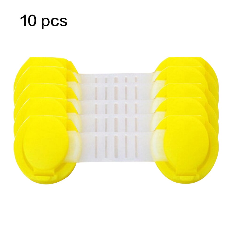 10Pcs Kids Cabinet Lock Child Safety Protection Cupboard Doors Lockers Baby Drawers Refrigerator Toilet Plastic Stripes Latches: PJ015HUANGS5