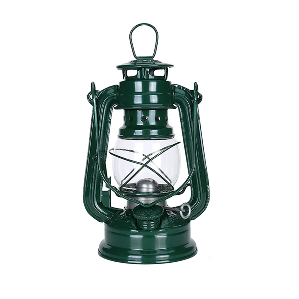Linterna de queroseno de Metal, linterna Vintage para quemar aceite, lámparas de mesa de huracanes con mango para acampar, hogar y Patio: Verde