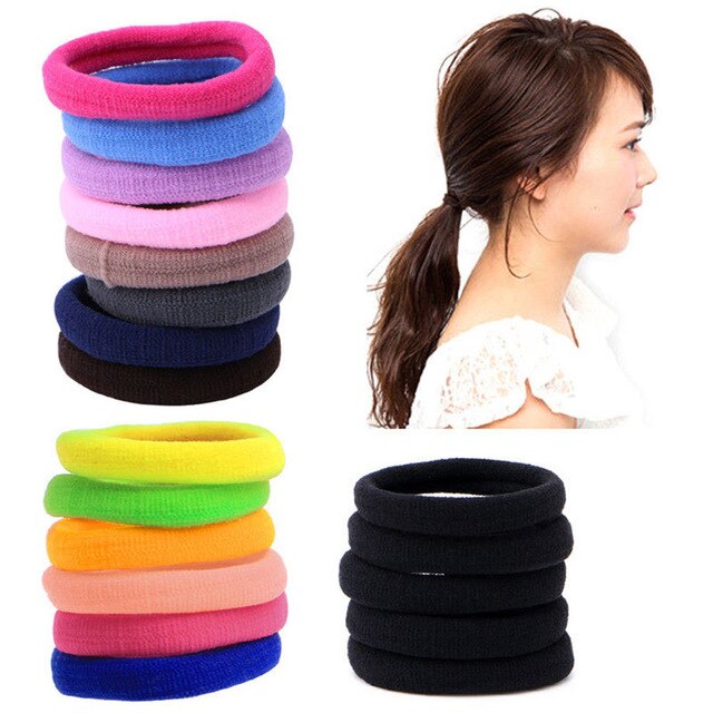 Gomas elásticas para el pelo para niña, accesorios coloridos fluorescentes negros para el cabello, coleteros de goma, soporte, 50 Uds.