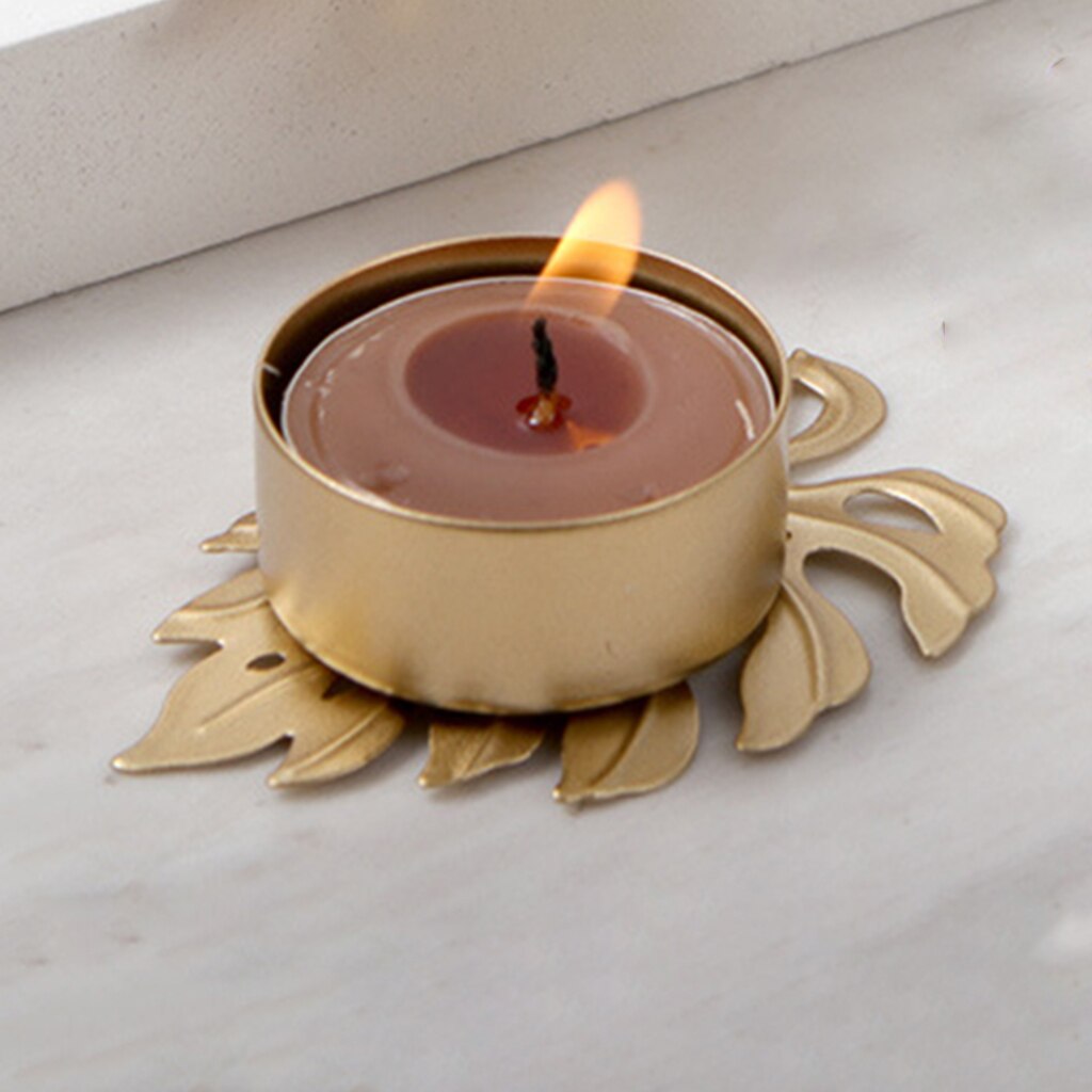 Porte-bougie en fer, artisanat, support de bougies de bureau plaqué or pour mariage: Gold C