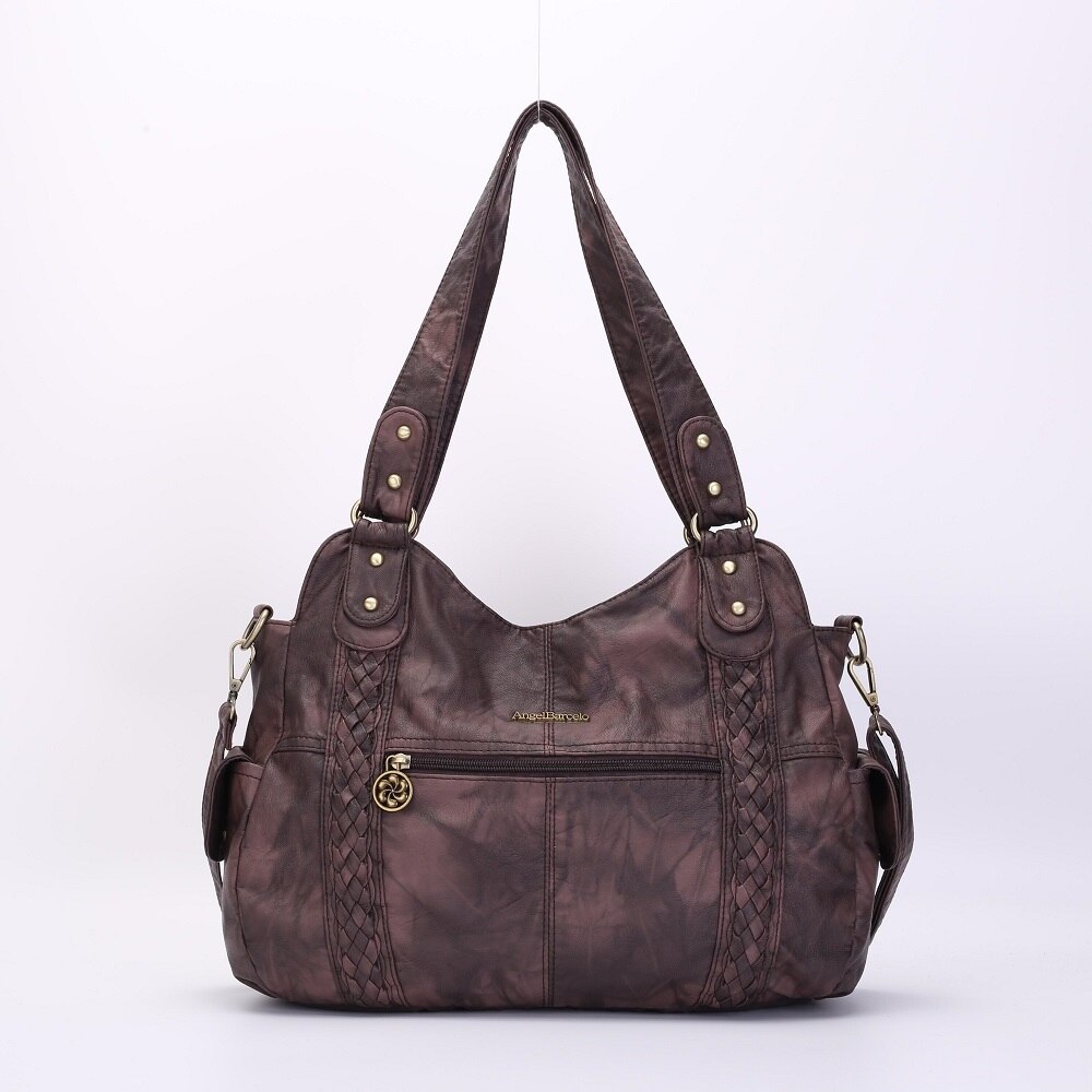 Borse da donna moda PU pelle capiente borsa a tracolla acquirente pacchetto multitasche borsa a tracolla borsa da donna con cerniera Hobos 0044: Caffè