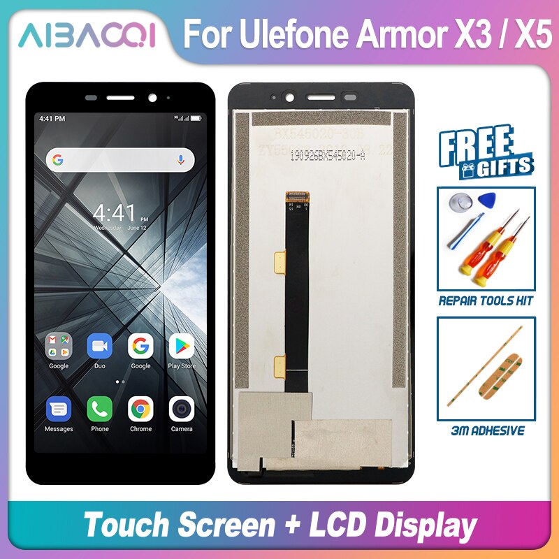 AiBaoQi Zupełnie nowy ekran dotykowy + wyświetlacz LCD Zamiennik do telefonu Ulefone Armor X3 X5 X5 Pro X6 X7 X7 Pro X8 X9