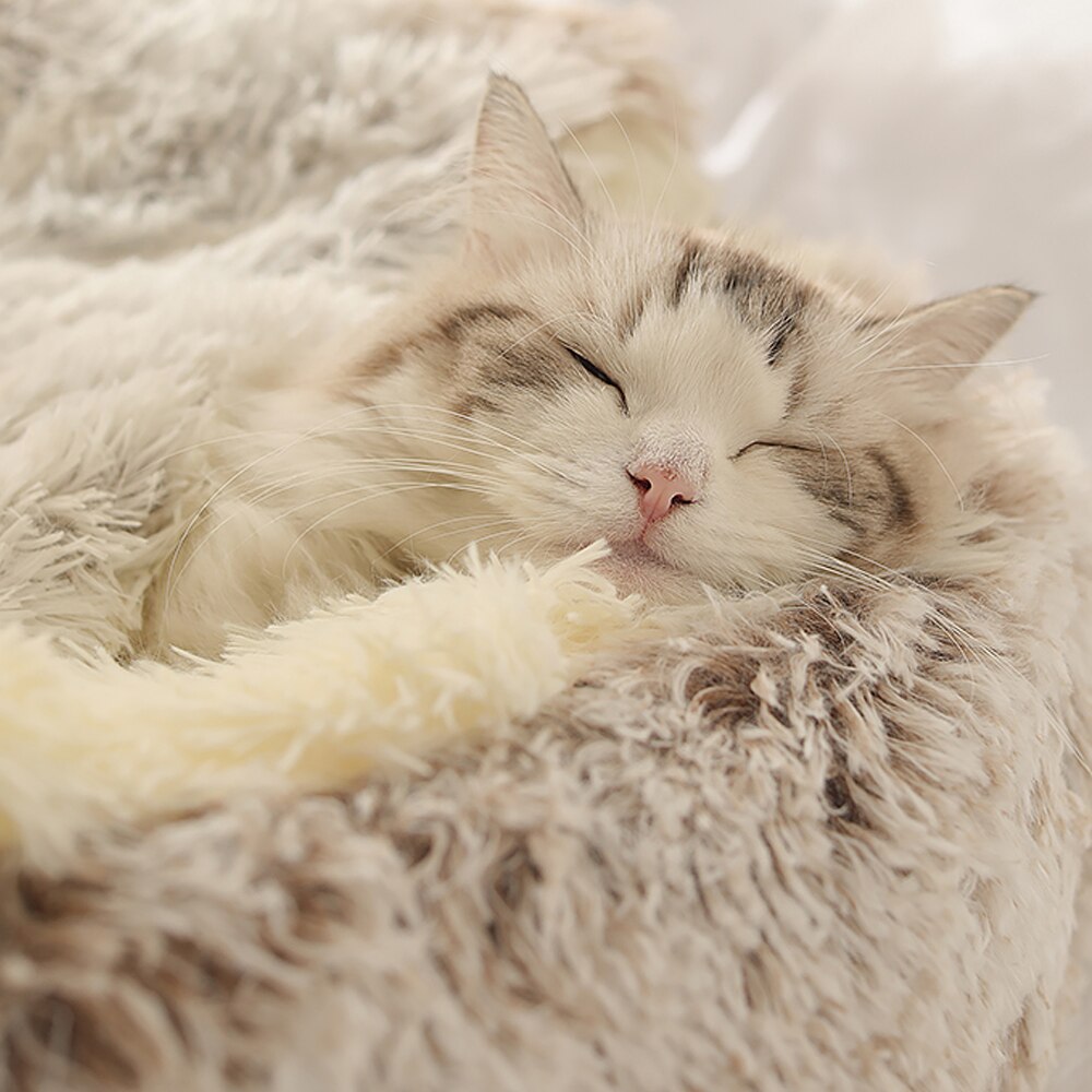 Kerst Kattenbed met Tunnel | Kitten Donut Bed - Pluche Kitten Tunnel