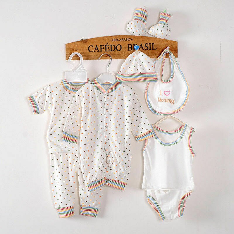 Unisex Newborn Baby Boys Girls 8 Piece Clothing Net Bag Layette Set Outfit 0-3M